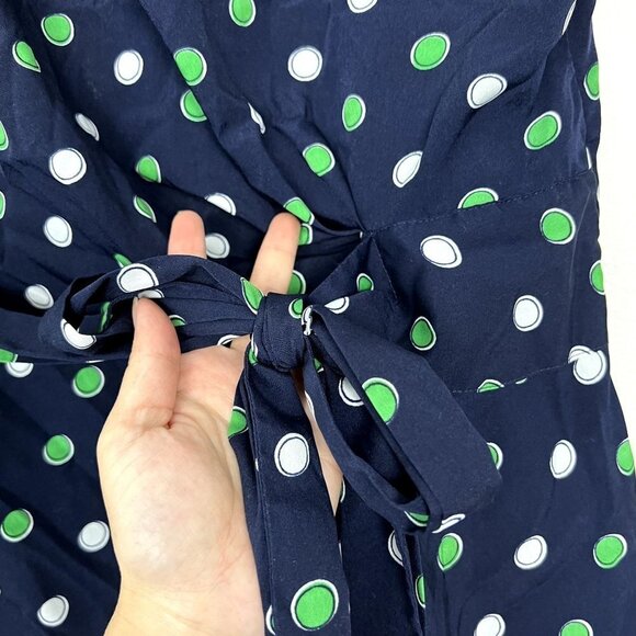 Banana Republic Factory Womens Small Tie Sash Tie Navy Polka Dot Blouse Career - Picture 3 of 6